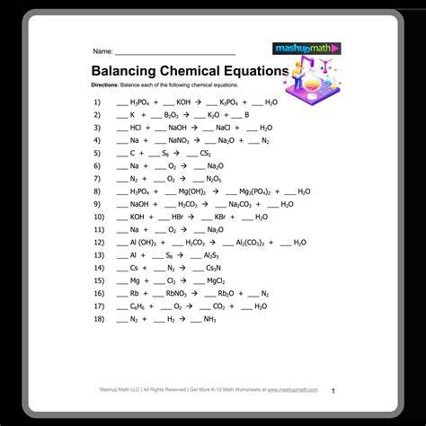 Balance Equations Worksheet Answers