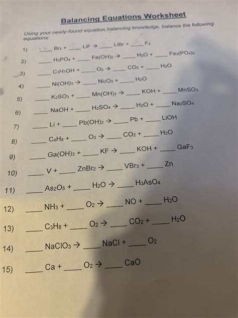Balancing Equations Worksheet Using Your Newly-Found
