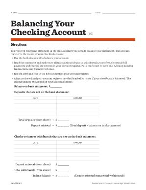 Balancing Your Checking Account Worksheet Answers