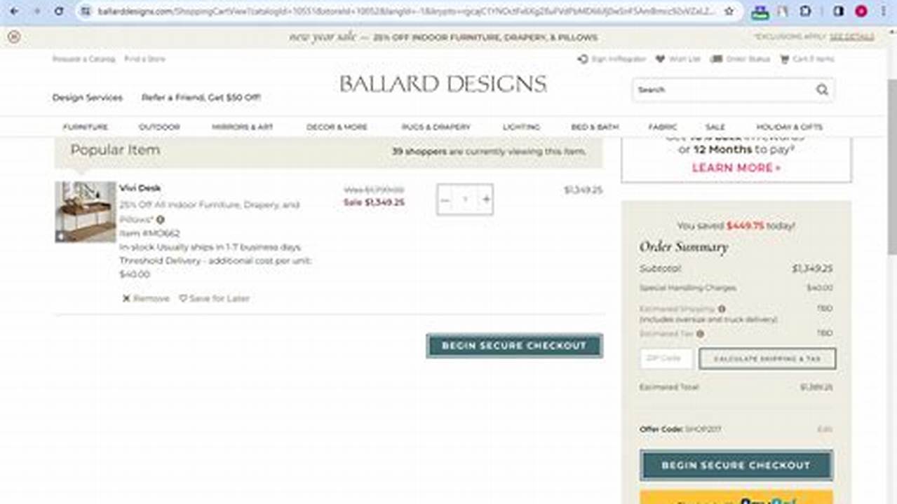 Ballard Design Free Shipping Code 2024