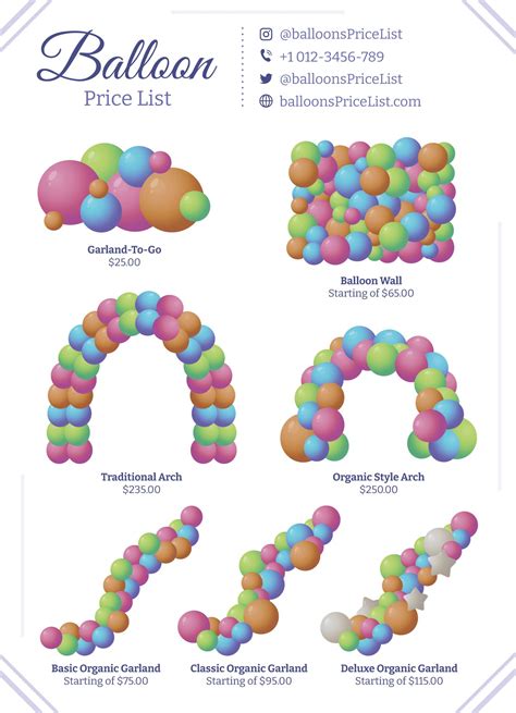 Balloon Price List Template Free