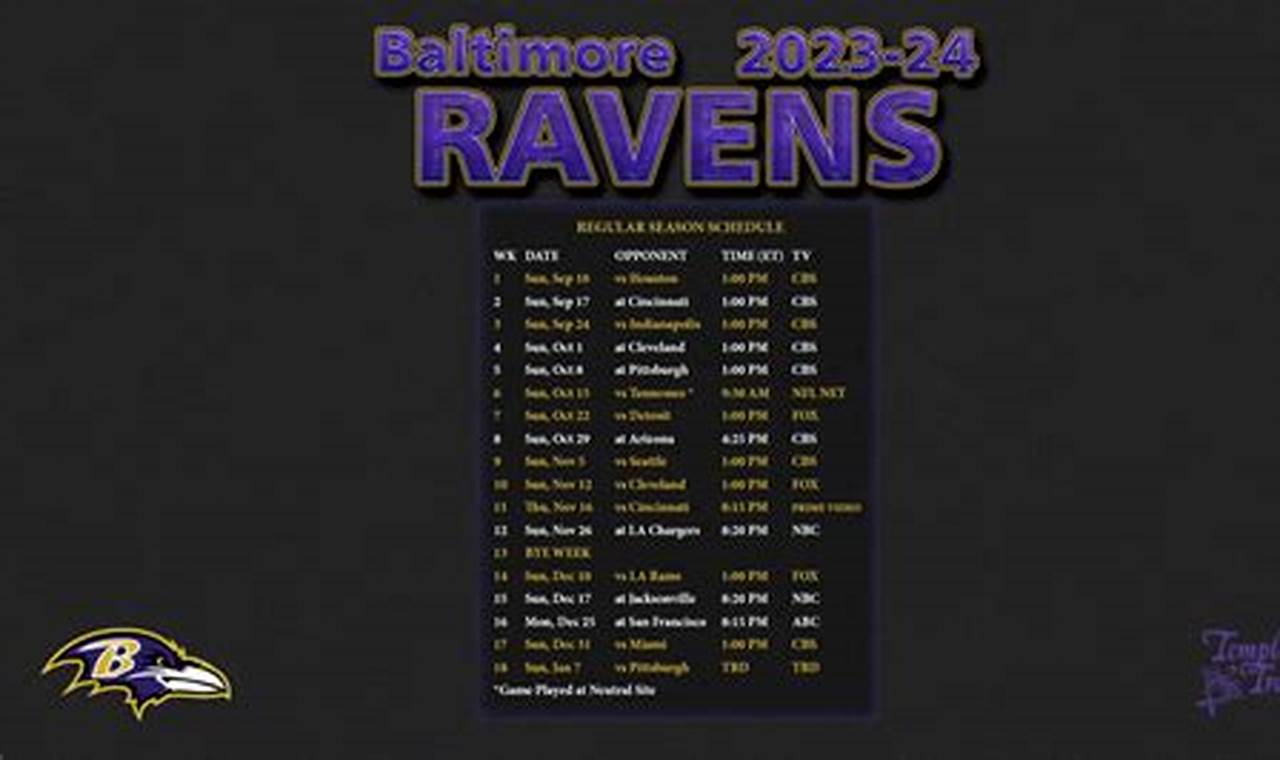 Baltimore Ravens Tv Schedule 2024
