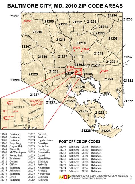 Baltimore Zip Code Map, Maryland