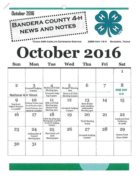 Bandera Events Calendar