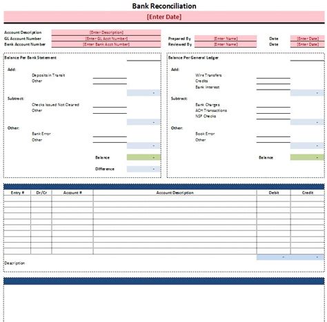 Bank Reconciliation Template Excel