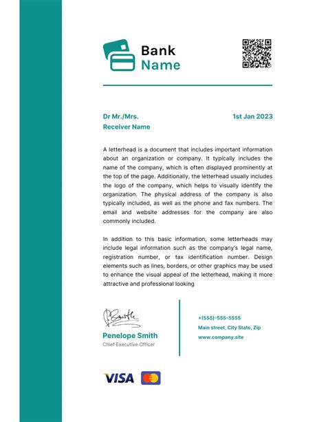 Bank Letterhead Template