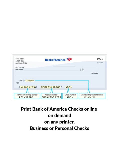 Bank Of America Printable Checks