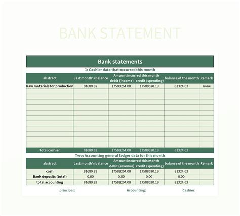 Bank Statement Template For Excel