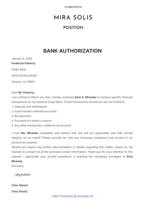 FREE 8+ Sample Bank Authorization Letter Templates in MS Word PDF