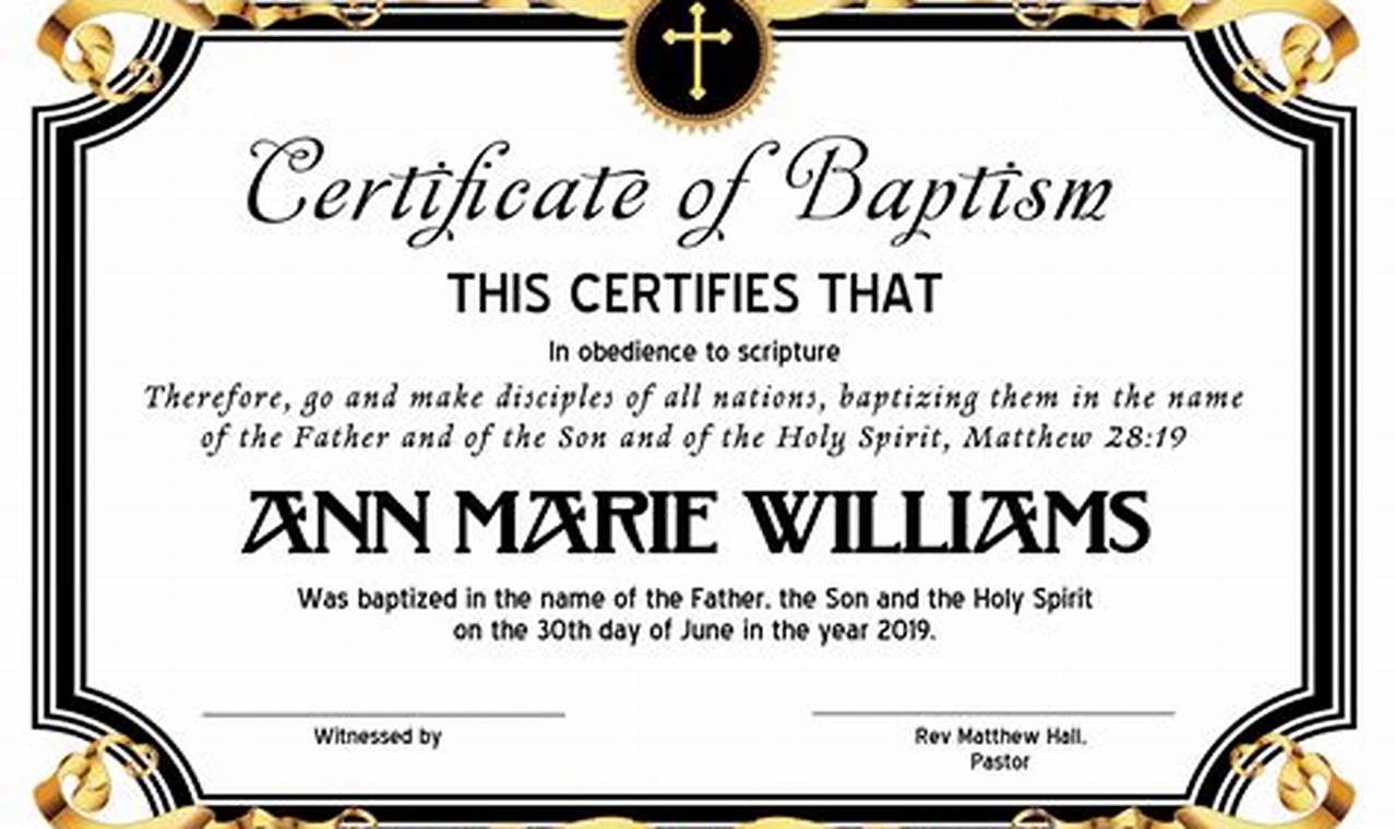 Unveil the Secrets: Baptism Certificates Templates