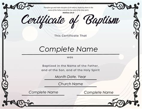 Baptism Certificate Template Free