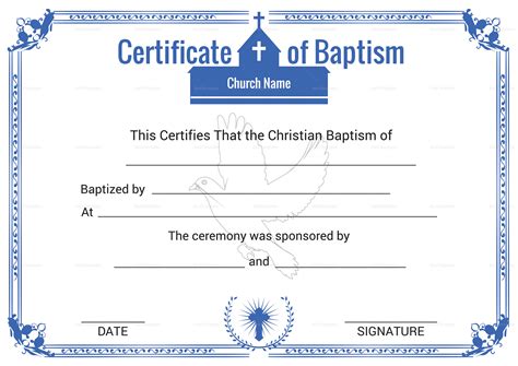 Christian Baptism Certificate Template in Adobe Microsoft Word