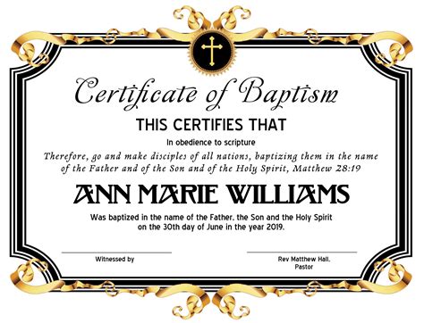 Baptismal Certificates Template