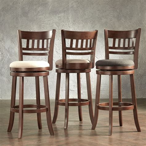Set of 2 Cappuccino 29 Inch Curved Leg Swivel Seat Bar Stools