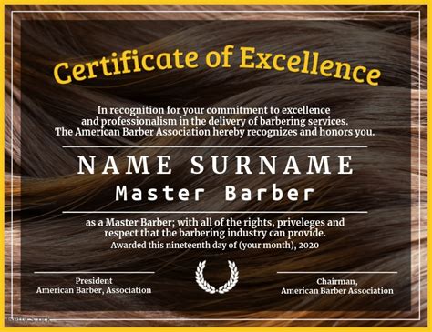 Barber Certificate Template