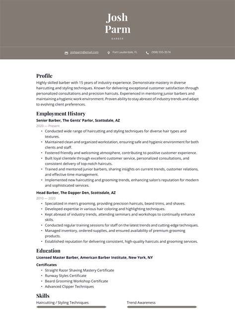 Barber Resume Sample