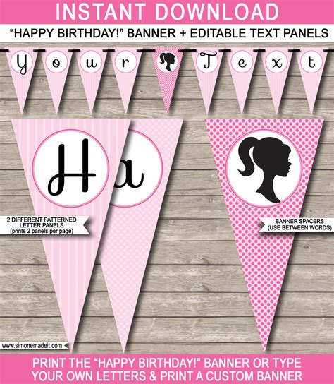 Barbie Birthday Banner Free Printable