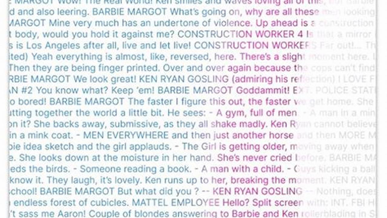 Barbie Movie Script 2024