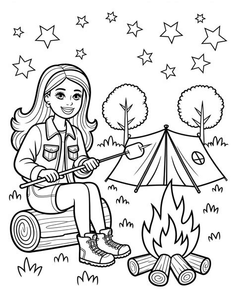 Barbie Camping Coloring Pages