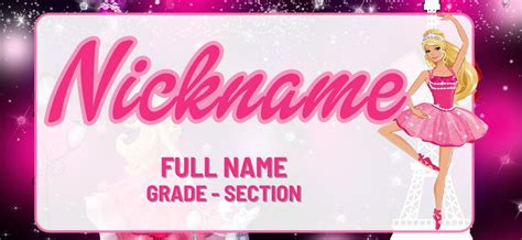 Barbie Name Tag Template