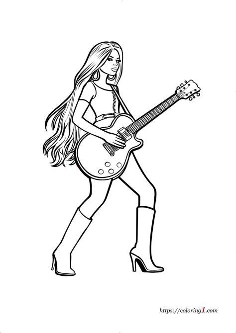 Barbie Rockstar Coloring Page
