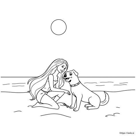 Barbie With Dog Coloring Pages