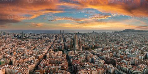 Barcelona skyline sunset