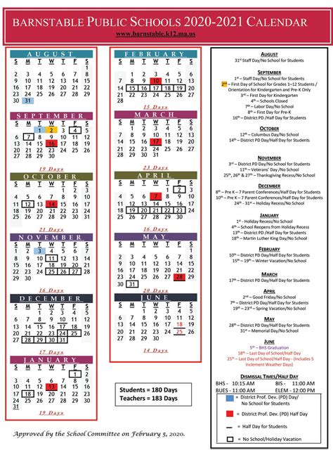 Barnstable Academy Calendar