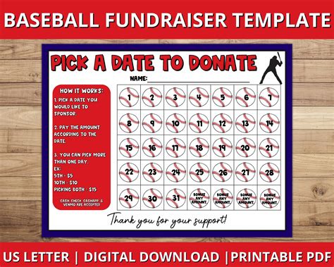 Baseball Calendar Fundraiser