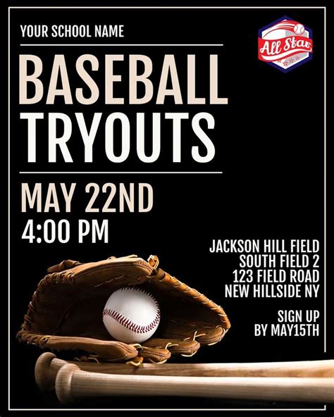 Baseball Tryout Flyer Template Free