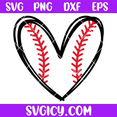 Swing for the Fences with Heart: Score Big with Our Baseball With Heart SVG Design