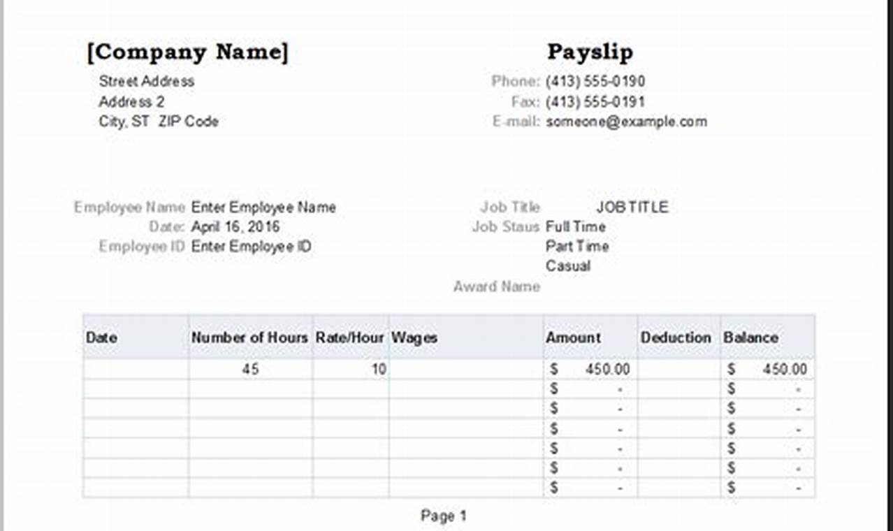 Basic Payslip Template Excel: A Comprehensive Guide