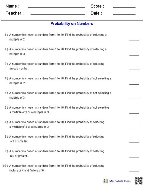 Simplifying Basic Probability Worksheets With Kuta Software