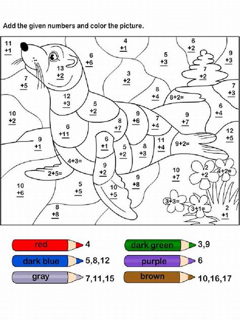 Basic Addition Coloring Worksheets