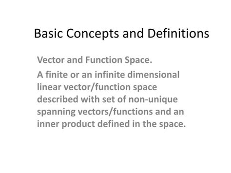 Basic Concepts and Definitions