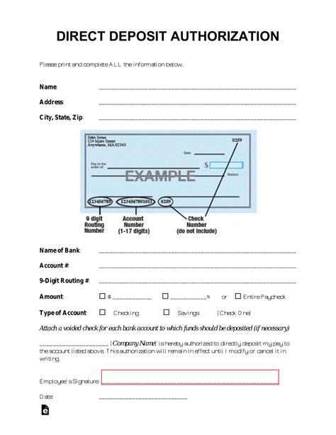 Basic Direct Deposit Form