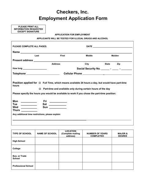 11 Best Practice Job Application Forms Printable