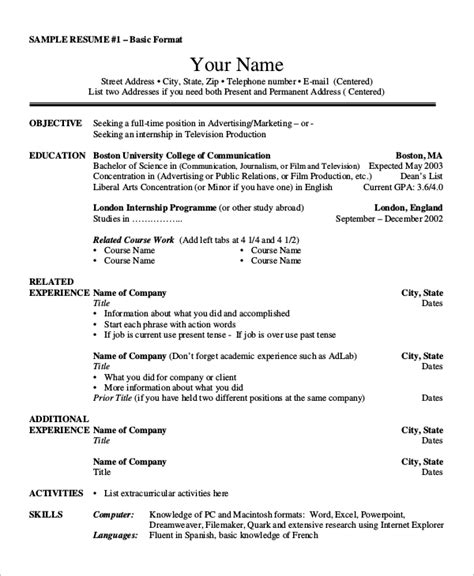 Basic Resume Sample Pdf