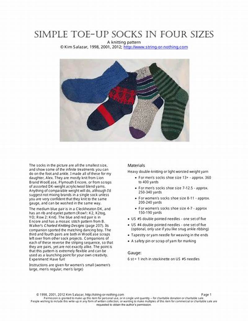 Basic Toe Up Sock Pattern