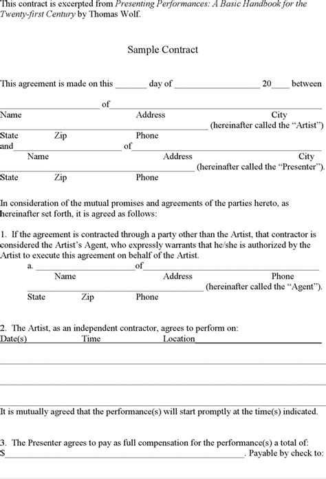 Simple Contract agreement templates Contract agreement Forms