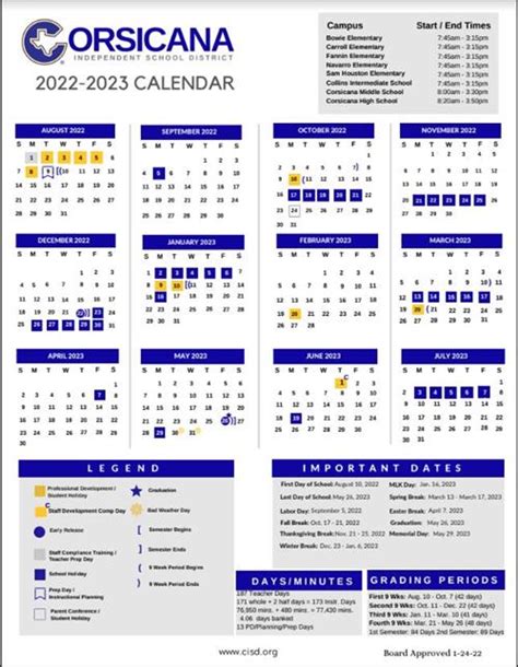 Basis Peoria Calendar
