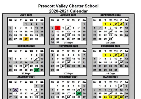 Basis Prescott Calendar