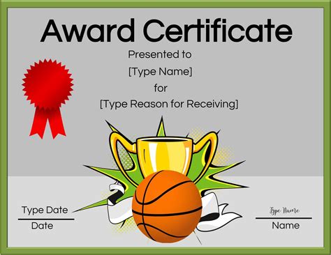 Basketball Certificate Template Certificate design template, Awards