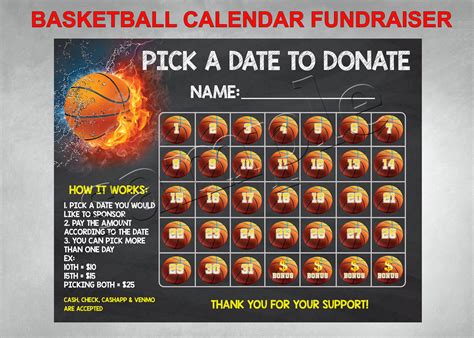 Basketball Calendar Fundraiser