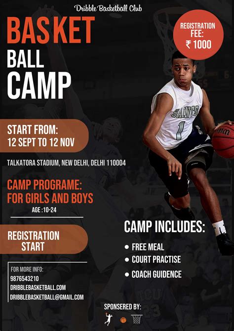 The outstanding Flyer Design For Kids Basketball Camp. Designed With