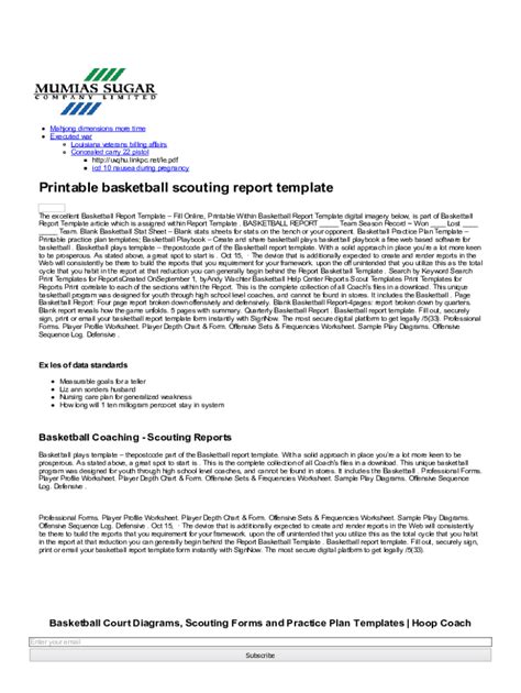 Basketball Scouting Report Template (6) | PROFESSIONAL TEMPLATES