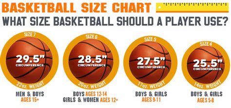 Basketball Sizes Chart