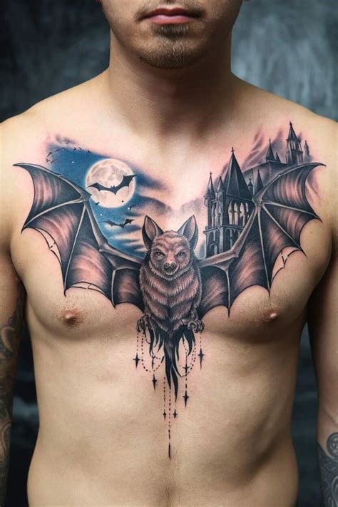 Bat Chest Tattoo
