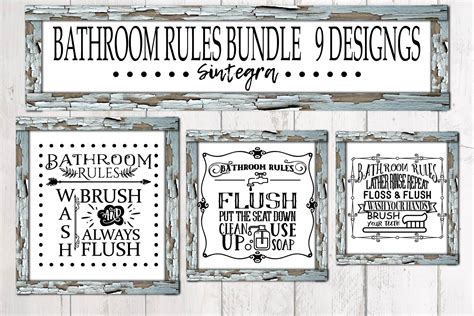 Download Bathroom Rules Quotes Bundle Svg File For Crafts