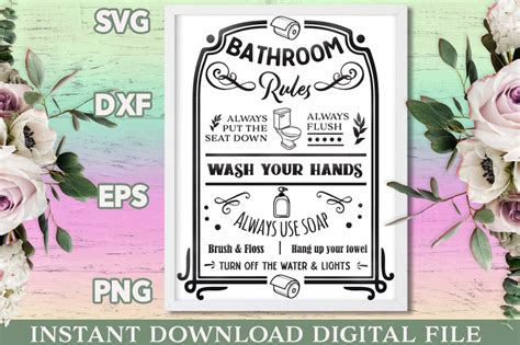 Download Bathroom Rules SVG File - SVG Design Commercial Use Free PSD Mockups